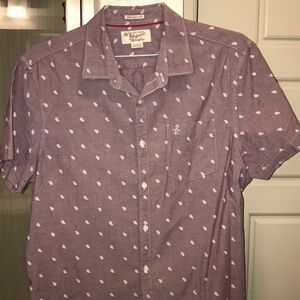 Short sleeve button up light burgundy